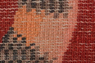 Impressive tiger carpet from the Inner Mongolian region of China. The tiger is very well rendered against a red background and is shown in the classic ‘paw on paw’ stance and a  ...