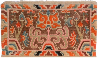 Rare one-of-a-kind set of the ‘front-pile-faces’ of four Tibetan cushion covers - or 'gabney' - intact as woven; that is left uncut into the four individual pieces after coming “off the loom”  ...