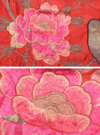 Fine elegant silk embroidered banner with finely woven silk threads, and wafer-thin silver encased silk threads, which came from / was used in Tibet. That is, although it was woven in China  ...
