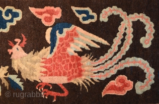 Rare and collectable Chinese carpet that came out of Tibet – hence the red cloth covered felt border so popular amongst Tibetans - but believed to have been made somewhere in Inner  ...