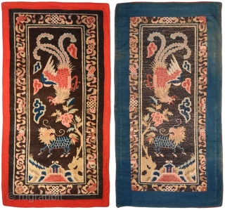 Rare and collectable Chinese carpet that came out of Tibet – hence the red cloth covered felt border so popular amongst Tibetans - but believed to have been made somewhere in Inner  ...