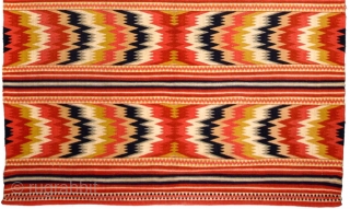 Beautiful natural dyed and a graphic 'shimmering' designed Rolakan weaving from the south of Sweden, circa 1900. designed with what is often referred to as the eye-dazzler effect. It has wool warp  ...
