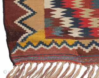 South Persian Tribal. Strikingly beautiful south Persian tribal kilim - or flat-woven pile-less rug - of undetermined specific tribal / nomadic origin from the early part of the 1900's, with a truly  ...