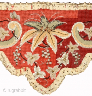Russian hand stitched embroidery from the 1800's / 19th century (and believed to originate from the Saint Petersberg area) that was used as a decoration across the front of an icon corner  ...