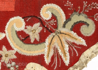 Russian hand stitched embroidery from the 1800's / 19th century (and believed to originate from the Saint Petersberg area) that was used as a decoration across the front of an icon corner  ...