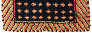 Finnish long pile woolen ryijy (pronounced roo-e-you), or 'rug' in English, woven circa 1850 or before in the traditional old rural style of two individual pieces of a ‘mirrored’ design joined /  ...