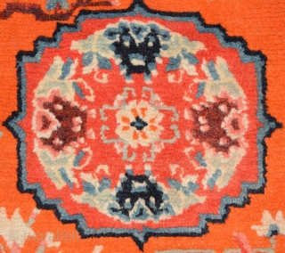 Tibetan under-saddle carpet or ‘makden’ joined (as is often the custom for this type of saddle carpet) in the center with a strip of naturally dyed blue nambu cloth and the back-side  ...