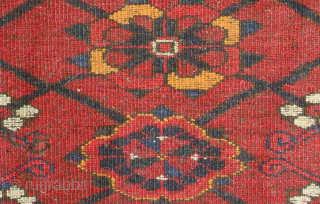 Striking Turkoman (Kizal Ayak?) juval with the mina khani design, complete with the plain-woven wool backing still attached, from the southern Amu Darya region of what was once known as Turkestan. Size  ...