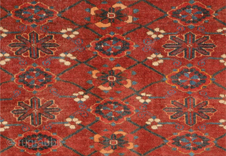 Striking Turkoman (Kizal Ayak?) juval with the mina khani design, complete with the plain-woven wool backing still attached, from the southern Amu Darya region of what was once known as Turkestan. Size  ...