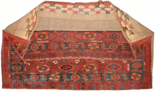 Striking Turkoman (Kizal Ayak?) juval with the mina khani design, complete with the plain-woven wool backing still attached, from the southern Amu Darya region of what was once known as Turkestan. Size  ...