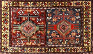 Exquisite Kurdish pile-woven mafrash 'panel' (or 'bag-face') - from the far North West of Persia (Iran) or the far southern Caucasus - with a double medallion design in the center with multiple  ...