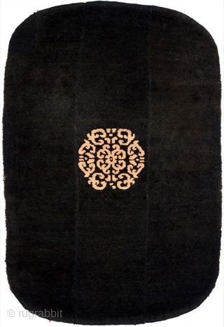 Beautiful, extremely soft, three paneled Tibetan masho – or above-saddle carpet - tightly woven using the tsuktruk method. It is constructed entirely of hand spun wool warp and weft, and has a  ...