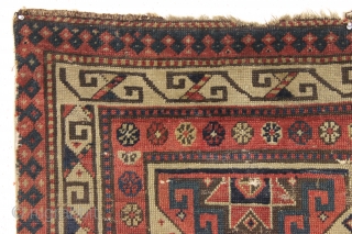 early caucasian rug with archaic drawing. New England find. Moghan? Karrabaugh? Zakatala? "as found", very very dirty with extensive wear and areas of damage as shown. Who knows what it will look  ...