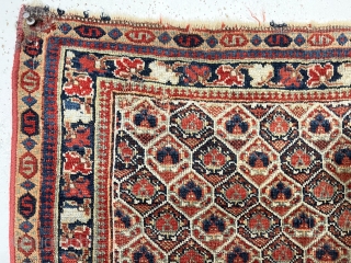 Antique large early south Persian bagface, possibly qashqai. Lovely example of an uncommon type. Nice fine weave. Soft supple handle. All excellent natural colors. Mostly decent even pile with scattered wear as  ...