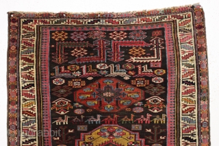 camel trains and sprinting wild horses. Kurd or veramin? Outstanding saturated natural colors. Good pile. Minor repairs. Wild. ca. 1880 or earlier 3'10" x 5'10"        