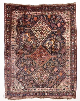 antique south persian rug. Thick high pile. Lustrous wool and beautiful soft colors. Angry and happy birds. And a full menagerie of friends. Clean and ready for use. I like the unusual  ...