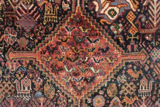 antique south persian rug. Thick high pile. Lustrous wool and beautiful soft colors. Angry and happy birds. And a full menagerie of friends. Clean and ready for use. I like the unusual  ...