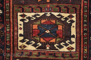 antique kurdish bagface. Good design. Good pile. All good colors, and yes I believe the orange is fine. 19th c. 25" x 25"          