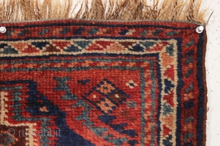 old persian bagface, probably luri. Interesting flat weave inspired design. Good pile. All good colors. late 19th c. 17" x 23"            