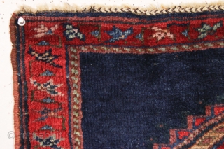 old persian bagface or torba, possibly veramin or luri. Good pile. Beautiful lustrous wool and all good colors. late 19th c. 16" x 30"         