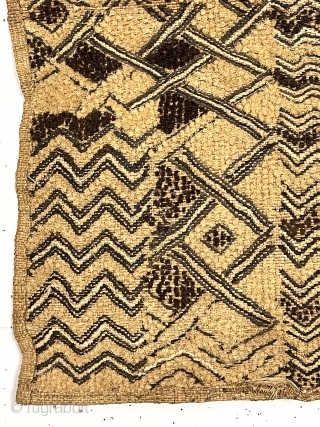 interesting older little kuba cloth. Charming design, looks like a sampler. As found, unmounted. about 14' x 18"               