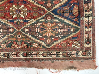 Antique large afshar bagface with an uncommon and attractive design. Some interesting features including a lovely vine border more often found on rugs than bags and extremely complex and colorful original closure  ...