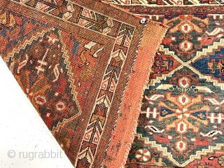 Antique large afshar bagface with an uncommon and attractive design. Some interesting features including a lovely vine border more often found on rugs than bags and extremely complex and colorful original closure  ...