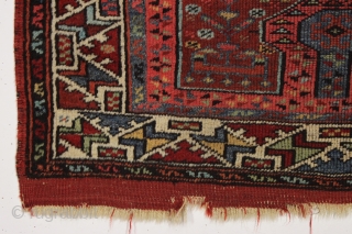 antique little turkish village prayer rug in nearly square in size. Delicately drawn field with an interesting archaic re-entry element. Wide range of colors featuring beautiful greens. Clean and ready for your  ...