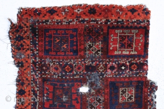 antique east anatolian or kurdish divan cover. Interesting combination of iconic designs. "as found", rough with wear and old moth damage but complete with remnant original selvedge on both sides. Wild color  ...