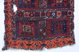 antique east anatolian or kurdish divan cover. Interesting combination of iconic designs. "as found", rough with wear and old moth damage but complete with remnant original selvedge on both sides. Wild color  ...