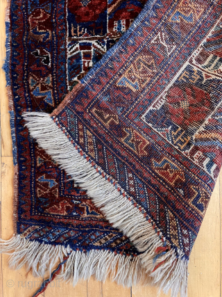 Large South Persian bagface with good design and good condition with nice thick pile. All wool. Original closure tabs. All natural colors. Reasonably clean. 19th c. Winter sale priced. 26” x 28” 