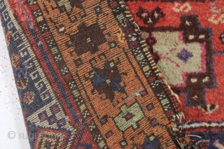 antique east anatolian Kurdish or yoruk rug. Shaggy beast with thick pile and great archaic design. "as found", with mostly thick high pile, scattered small damages and a few small old crude  ...