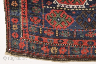 antique good sized kurdish rug. As found, very dirty with all natural colors and allover good pile. Slight corner rounding and a few minor creases as usual in this type. I see  ...