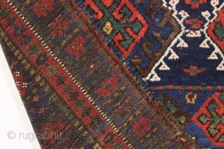 antique good sized kurdish rug. As found, very dirty with all natural colors and allover good pile. Slight corner rounding and a few minor creases as usual in this type. I see  ...