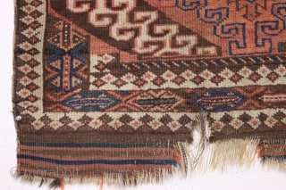 old and very unusual baluch rug with a sampler like design. As found, dirty with some wear and edge roughness as shown. Turkish knotted. Soft natural colors. I have never encountered such  ...