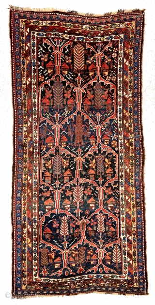 Antique Persian rug, likely bahktiari,  in very good condition with an attractive design and lovely old colors. Overall good medium length pile with just light wear. I see a few tiny  ...