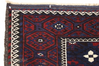 Antique baluch rug. High quality older karai example with sparkly wool and pretty good condition. All natural colors with nice blues and good reds.  Mostly good medium length pile with nice  ...