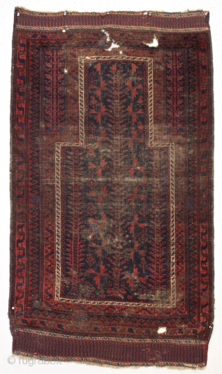 Antique baluch prayer rug. Its not often I would put the kelim end as a feature of a rug but in this case it is so fine and delicate. Early blue ground  ...