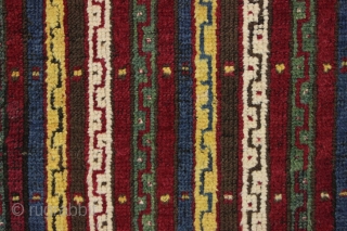 Antique large Turkish village rug. Tired of the same old medallions and palmettes, try stripes. Very unusual village weaving with striped or cane design field and, yes, woven with no borders. Original  ...