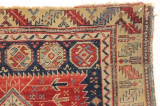 early east caucasian shirvan or karagashli type long rug. Fresh New England find. Finely woven with a wide range of excellent natural colors featuring a lovely yellow border and a pretty natural  ...