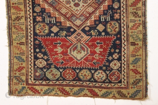 early east caucasian shirvan or karagashli type long rug. Fresh New England find. Finely woven with a wide range of excellent natural colors featuring a lovely yellow border and a pretty natural  ...