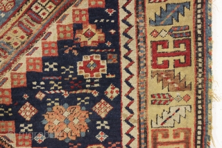 early east caucasian shirvan or karagashli type long rug. Fresh New England find. Finely woven with a wide range of excellent natural colors featuring a lovely yellow border and a pretty natural  ...