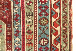 Old Turkish prayer rug. Interesting village weaving in fairly good condition with pretty all natural colors. Original selvages and kelim ends. Fresh New England find. ca. 1875. 3'9" x 5'8"   