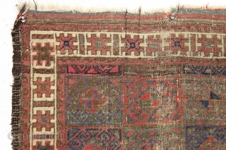 Antique baluch. All good natural colors with nice greens, purples and strong reds. Turkish knotted. A bit worn. Needs a wash. Just when you thought it was safe to look at RR,  ...