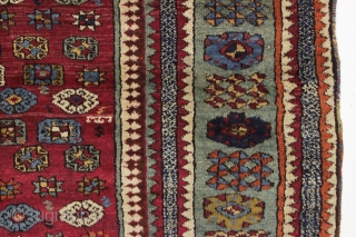 Antique east anatolian prayer rug. Strong design. Beautiful all natural colors and mostly thick high pile. Original fancy end finish. Small old repair in upper border shown. Rare to find this type  ...