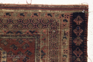 antique dokhtar i gazi prayer rug. Iconic design. As found, very dirty, with heavy brown oxidation and edge roughness as shown. 2nd half 19th c. 3'4" x      