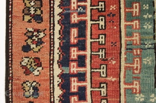 early small west anatolian rug. Old enough to have presence. All good colors. Damaged but complete. Waiting to be mounted or restored properly. Good age. First half 19th c. 4' x 4'9"  ...