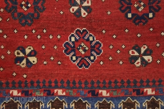 Antique large kazak with a dazzling field of tiny ivory stars. The spacious field framed with an unusual eye catching striped border and a matching pair of archaic trefoill minors. All beautiful  ...