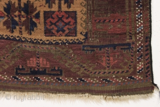 Antique baluch rug. Interesting design. Fair condition with some brown oxidation. 19th c. 2'9" x 4'10"                 