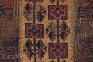 Antique baluch rug. Interesting design. Fair condition with some brown oxidation. 19th c. 2'9" x 4'10"                 